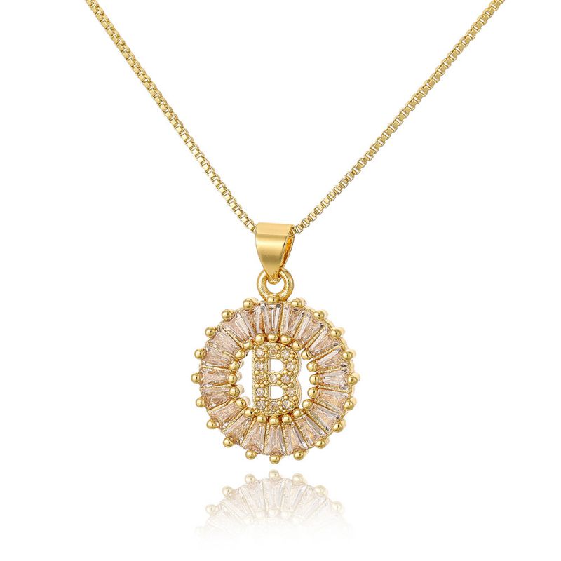 A Copper Inlaid Zirconium 26 Letter Necklace