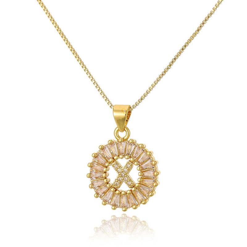 A Copper Inlaid Zirconium 26 Letter Necklace