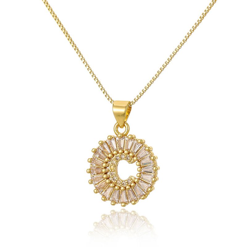 A Copper Inlaid Zirconium 26 Letter Necklace