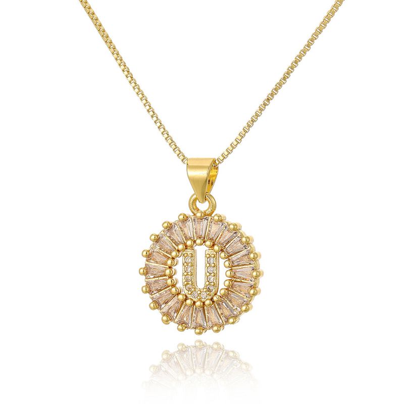 A Copper Inlaid Zirconium 26 Letter Necklace