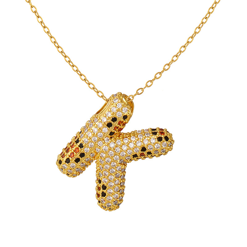 A Copper Necklace With Zircon 26 Letters