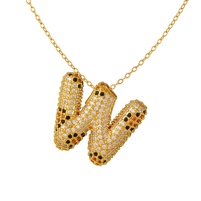 A Copper Necklace With Zircon 26 Letters