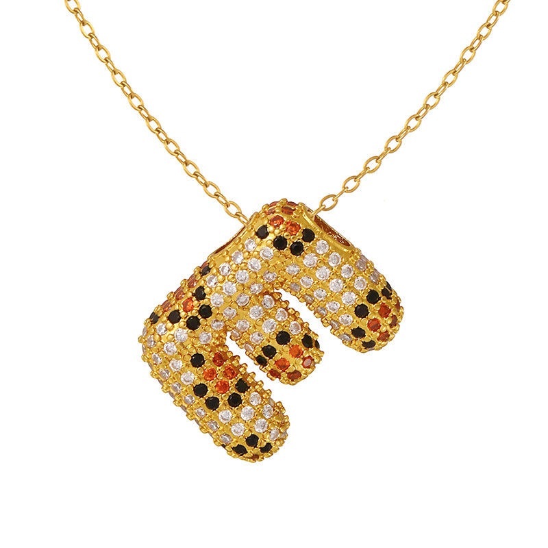 A Copper Necklace With Zircon 26 Letters