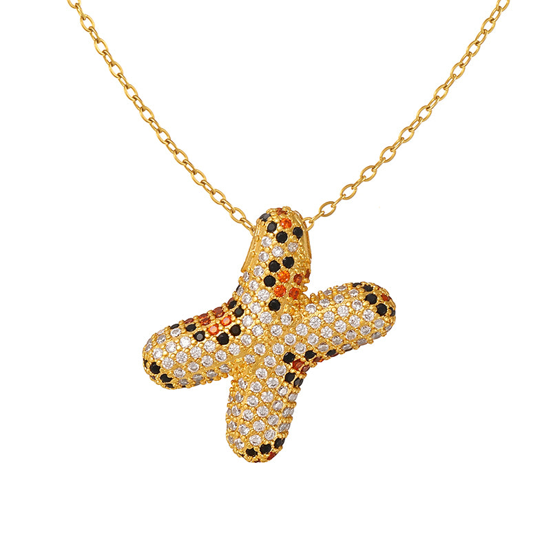 A Copper Necklace With Zircon 26 Letters