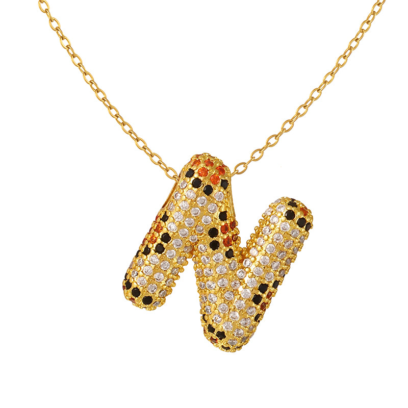 A Copper Necklace With Zircon 26 Letters