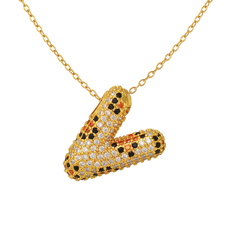 A Copper Necklace With Zircon 26 Letters