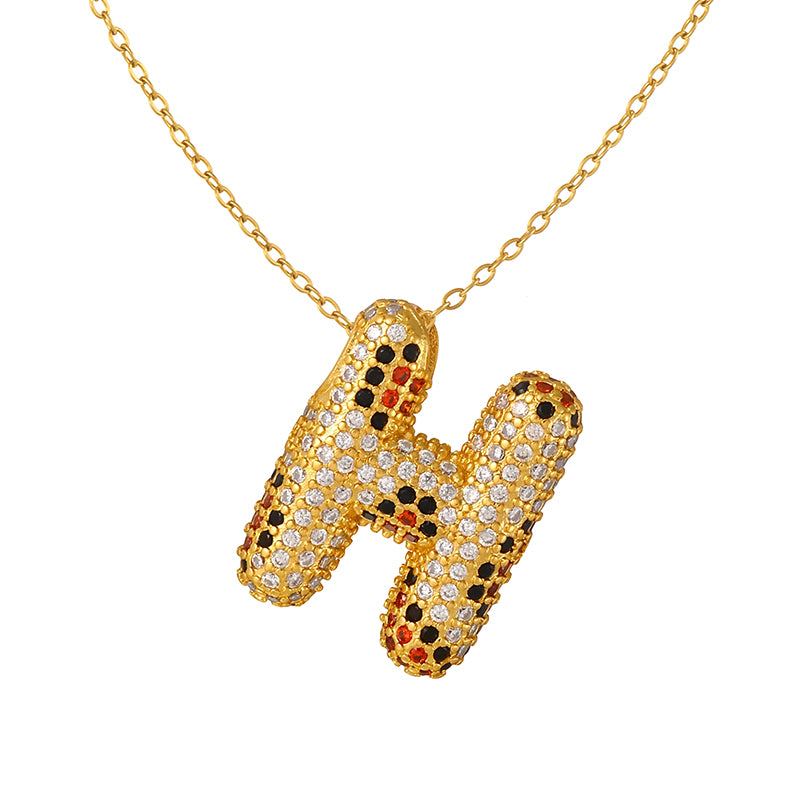 A Copper Necklace With Zircon 26 Letters