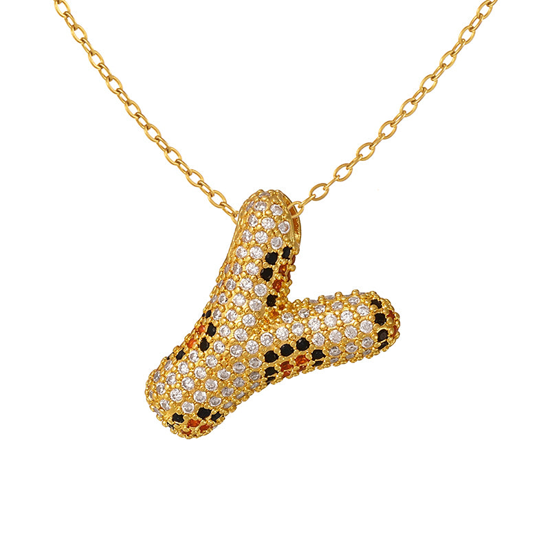 A Copper Necklace With Zircon 26 Letters