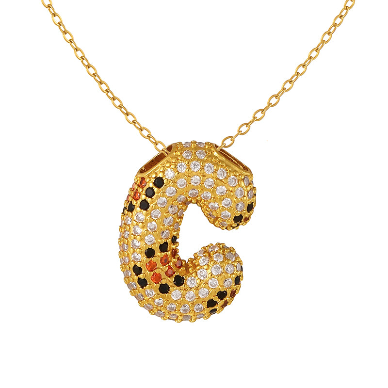 A Copper Necklace With Zircon 26 Letters