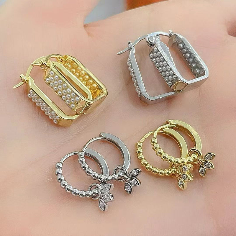 A Copper Pearl Oval Earrings