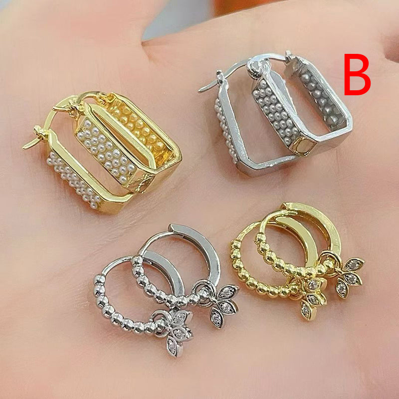 A Copper Pearl Oval Earrings