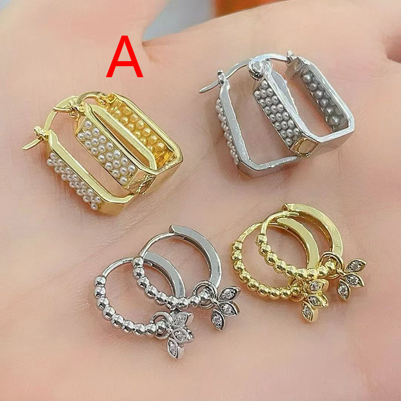 A Copper Pearl Oval Earrings