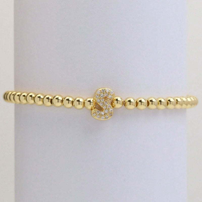 A Copper Plated Gold And Diamond Beaded 26 Letter Bracelet