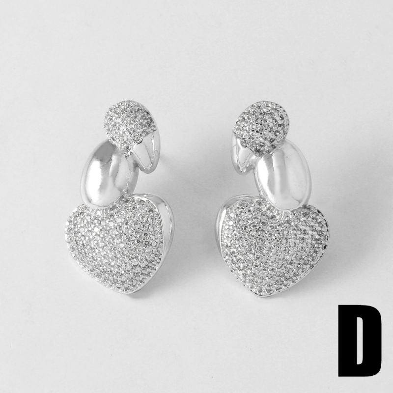 A Copper-gold-plated Diamond C-shaped Earrings