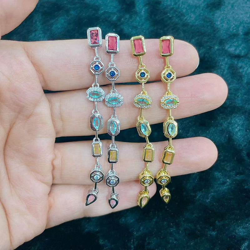 A Irregular Copper Earrings With Diamonds