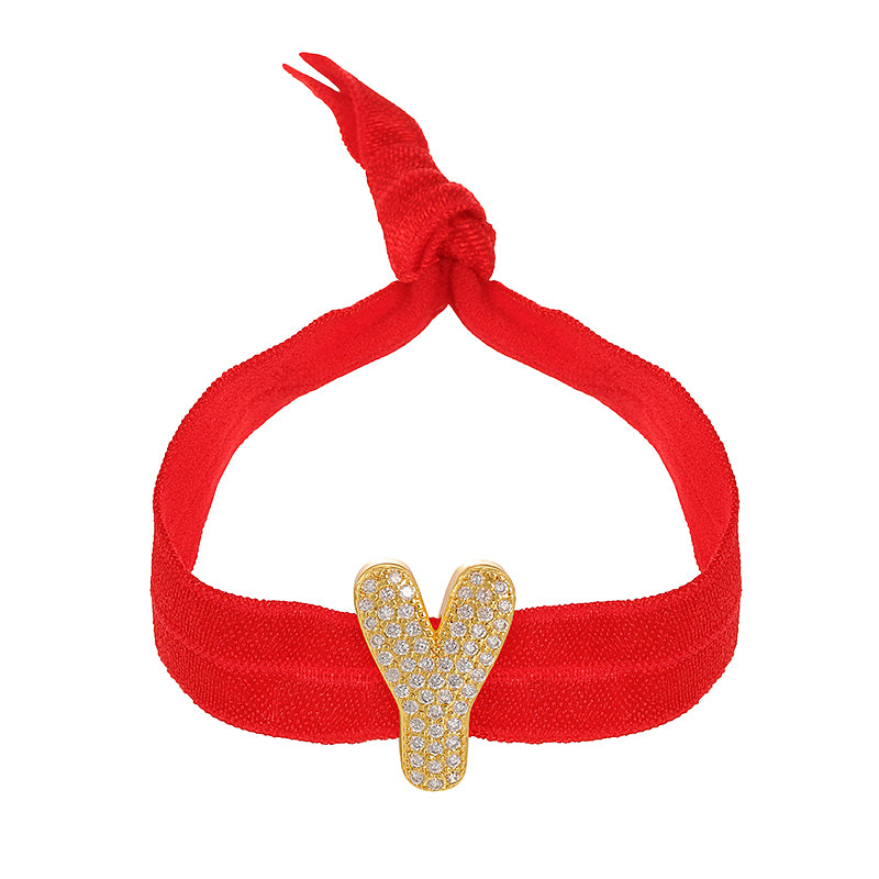A Red Copper-set Zircon 26-letter Elastic Fabric Bracelet