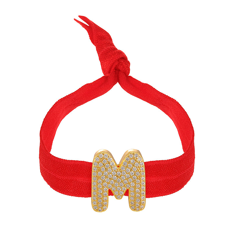 A Red Copper-set Zircon 26-letter Elastic Fabric Bracelet
