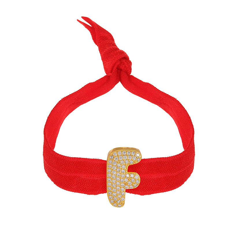 A Red Copper-set Zircon 26-letter Elastic Fabric Bracelet
