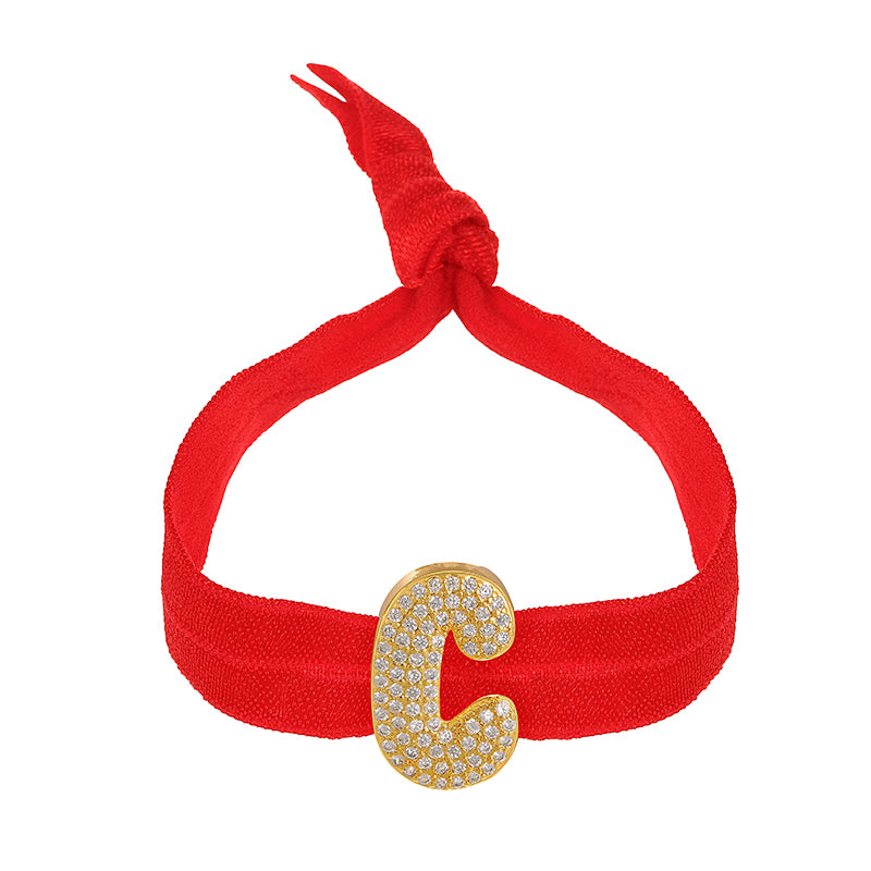 A Red Copper-set Zircon 26-letter Elastic Fabric Bracelet