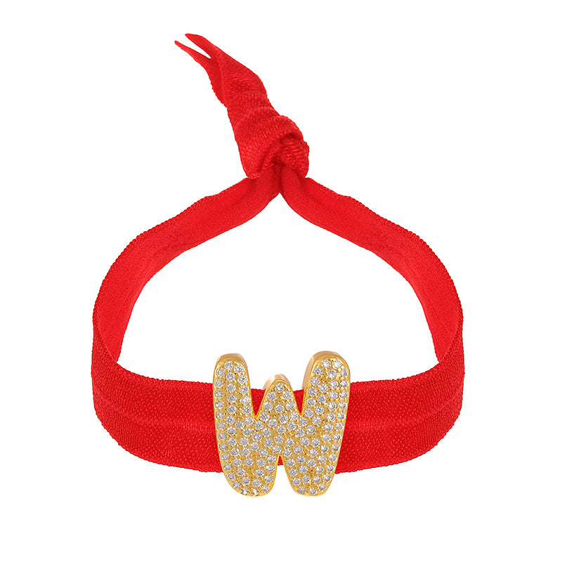 A Red Copper-set Zircon 26-letter Elastic Fabric Bracelet