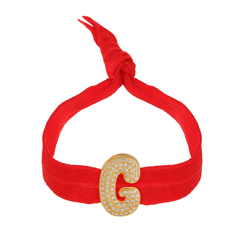 A Red Copper-set Zircon 26-letter Elastic Fabric Bracelet