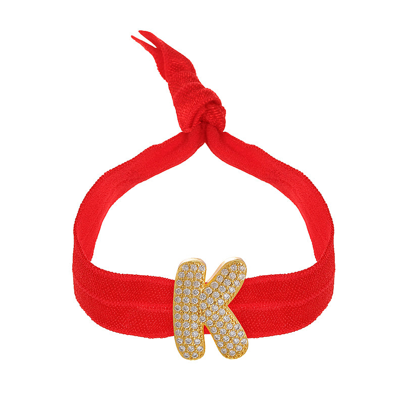 A Red Copper-set Zircon 26-letter Elastic Fabric Bracelet