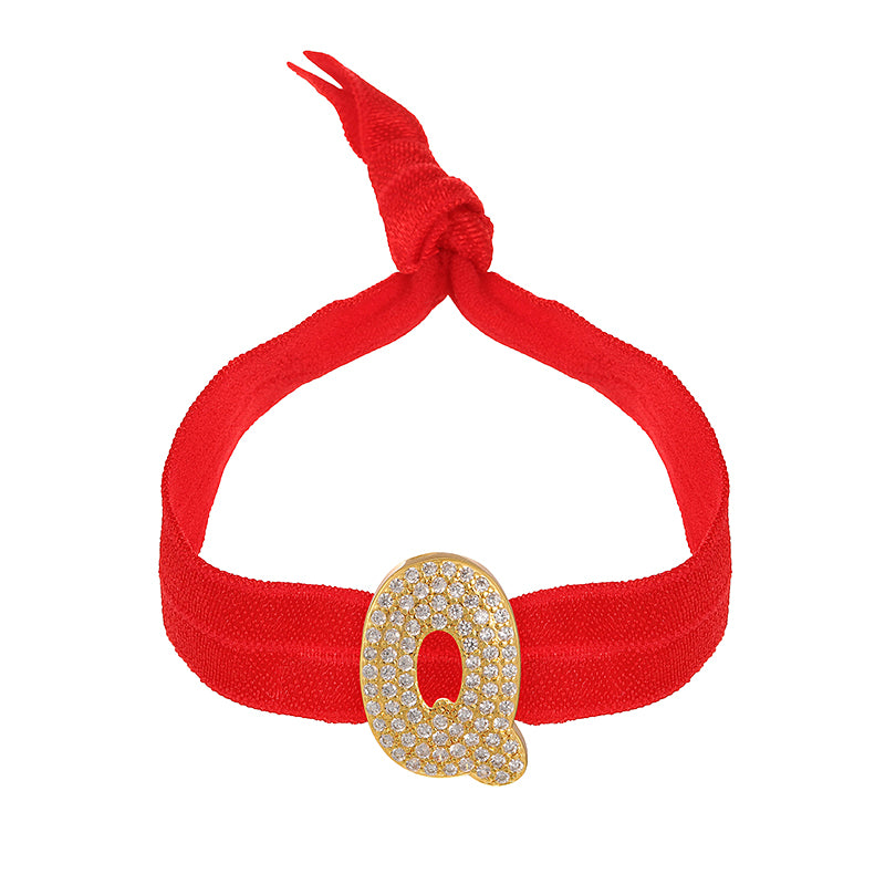 A Red Copper-set Zircon 26-letter Elastic Fabric Bracelet