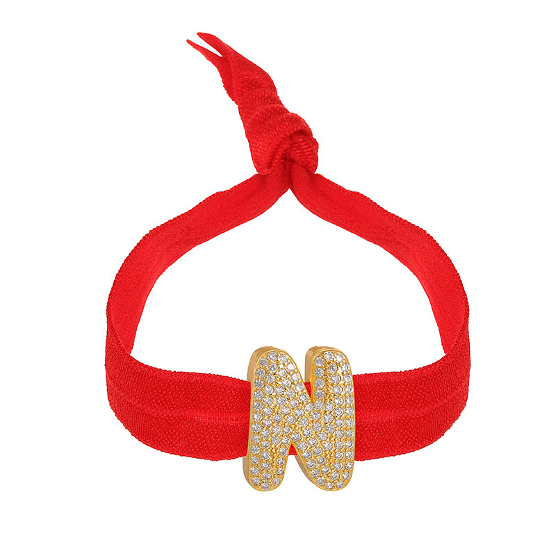 A Red Copper-set Zircon 26-letter Elastic Fabric Bracelet