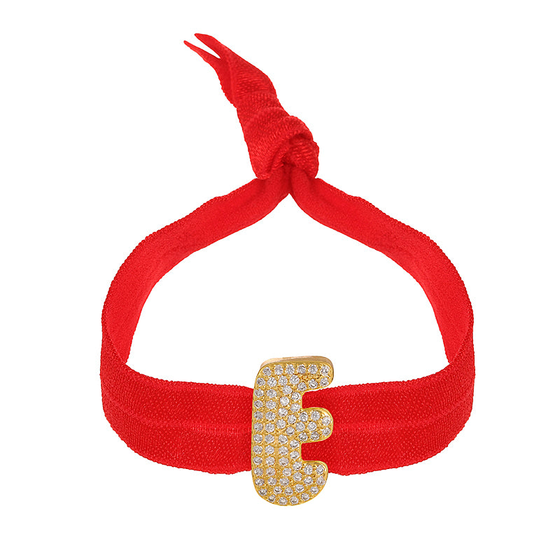A Red Copper-set Zircon 26-letter Elastic Fabric Bracelet