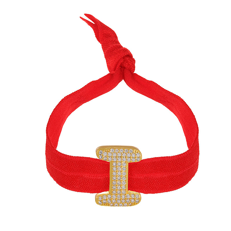 A Red Copper-set Zircon 26-letter Elastic Fabric Bracelet