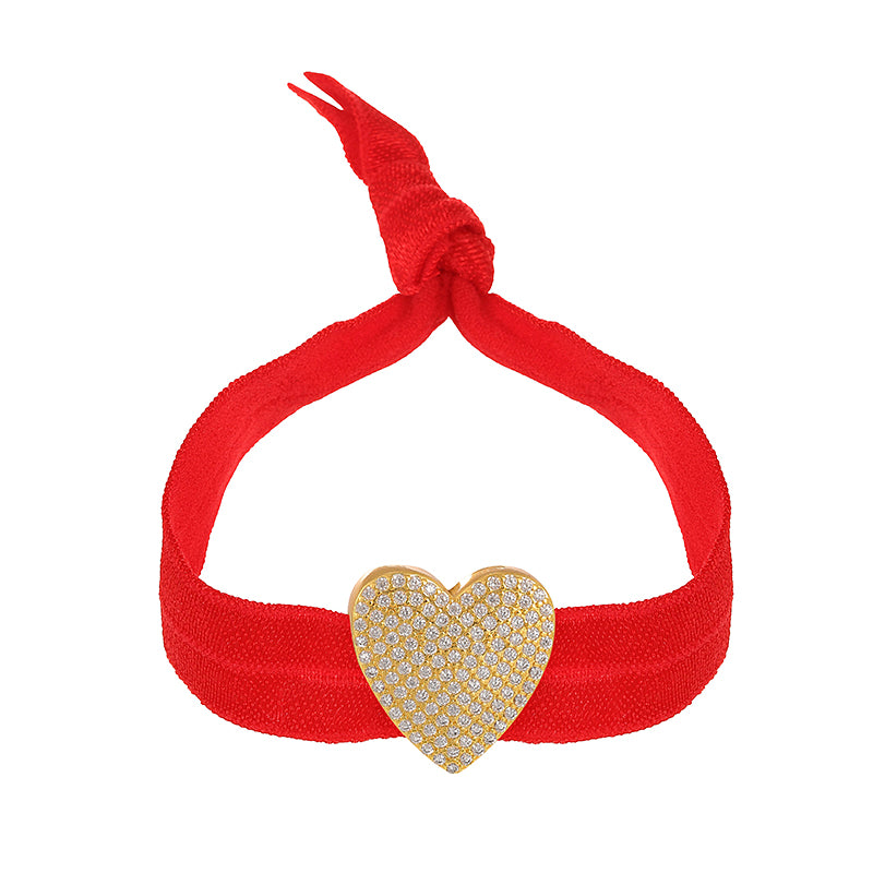 A Red Copper-set Zircon 26-letter Elastic Fabric Bracelet