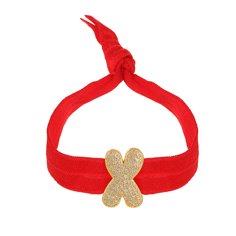 A Red Copper-set Zircon 26-letter Elastic Fabric Bracelet