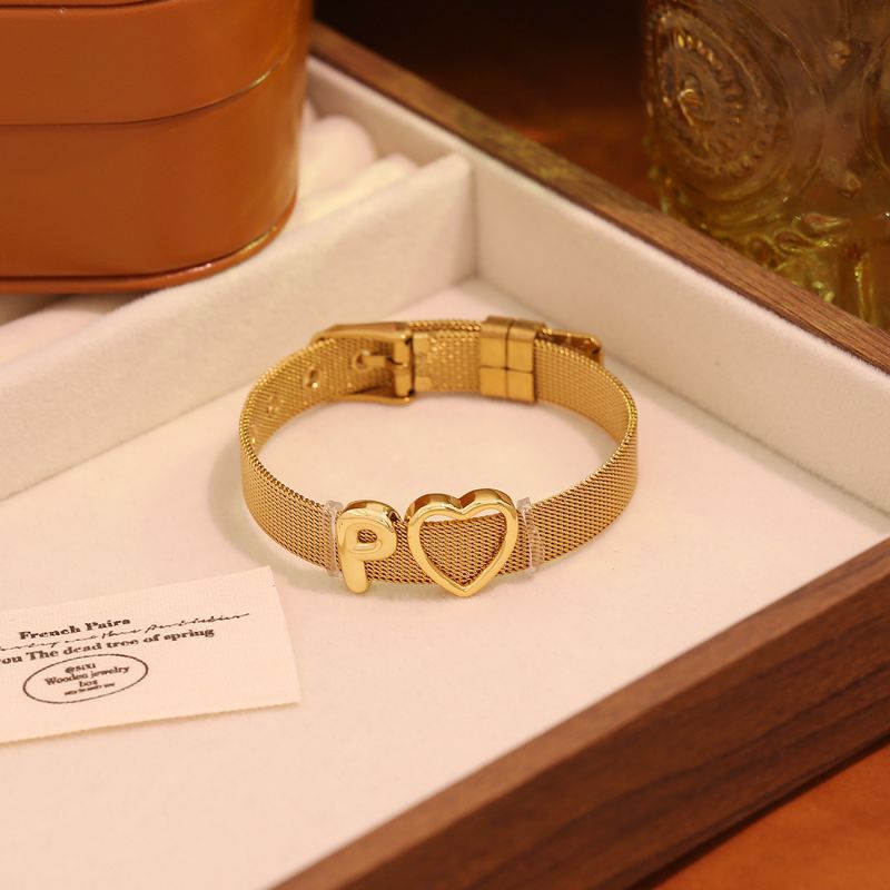 A Stainless Steel 26-letter Heart-shaped Watch Strap Bracelet