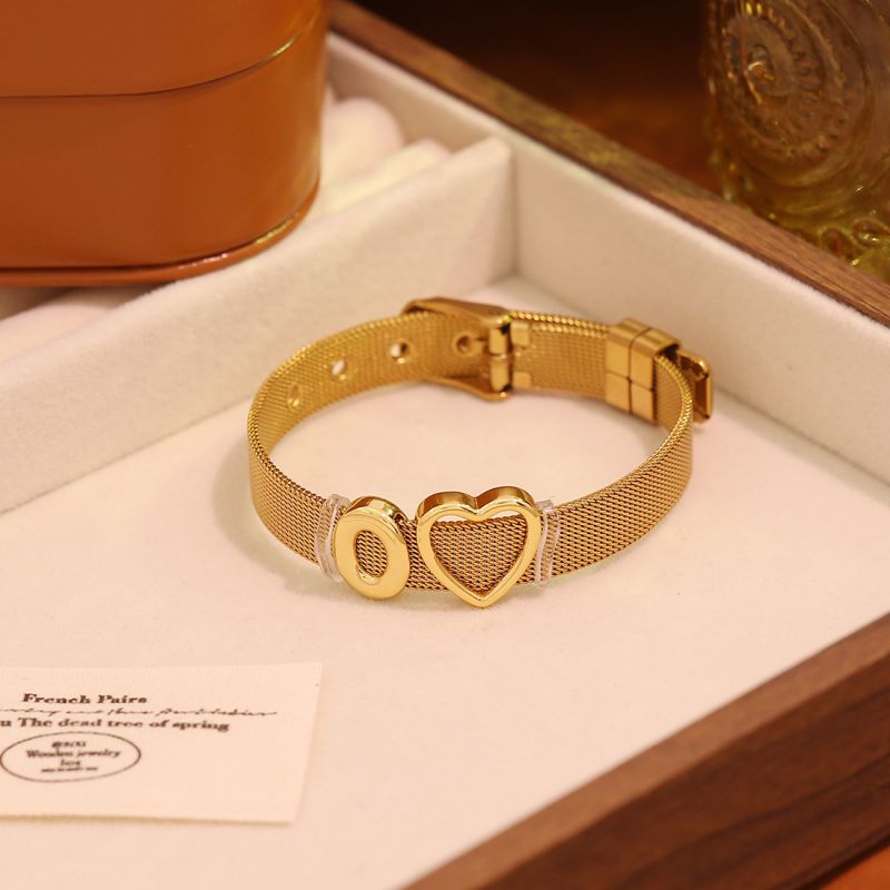 A Stainless Steel 26-letter Heart-shaped Watch Strap Bracelet
