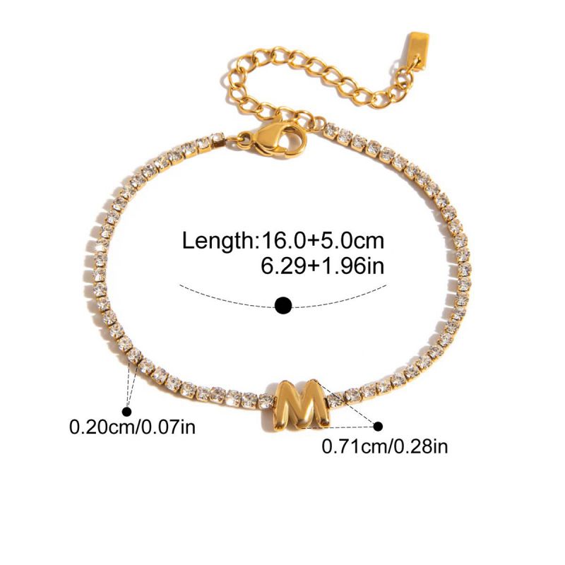 A Stainless Steel Diamond Claw Chain 26 Letter Bracelet