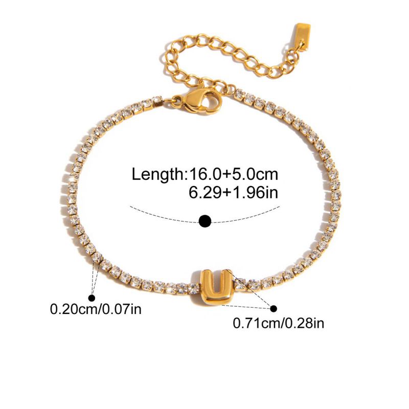 A Stainless Steel Diamond Claw Chain 26 Letter Bracelet