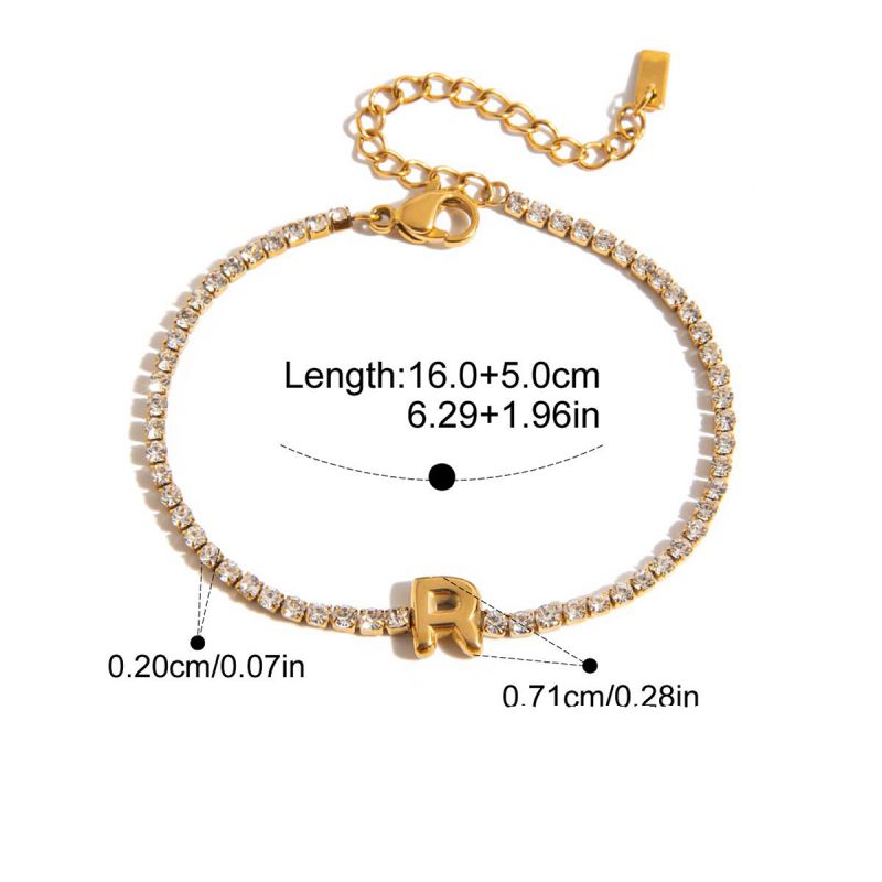 A Stainless Steel Diamond Claw Chain 26 Letter Bracelet