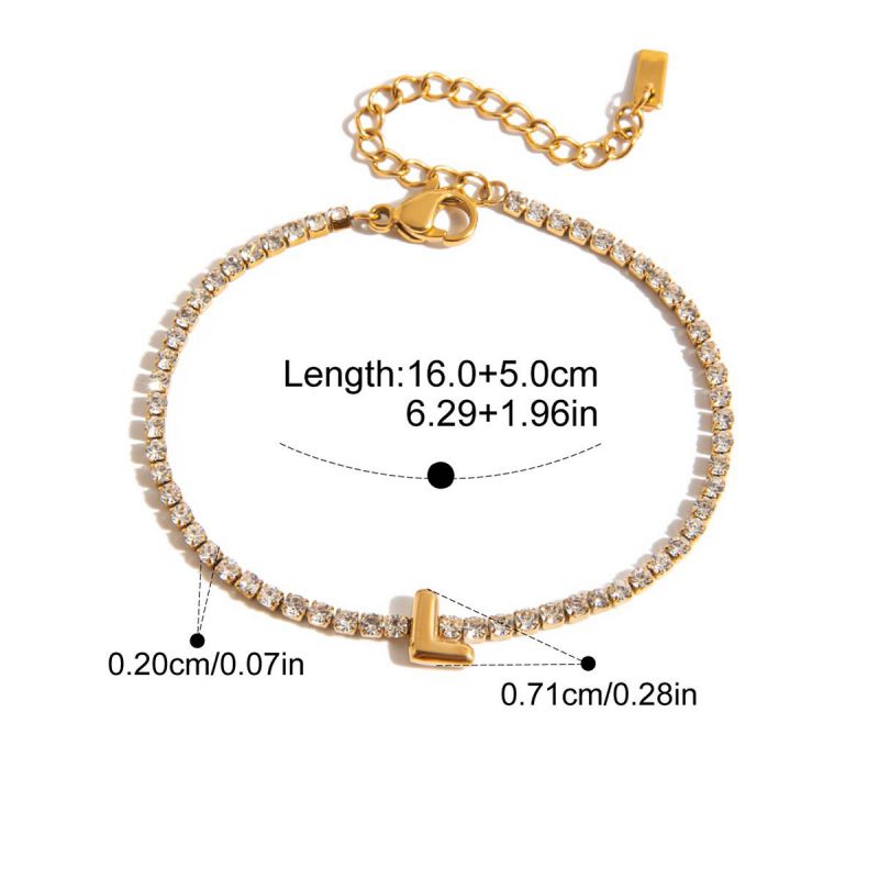 A Stainless Steel Diamond Claw Chain 26 Letter Bracelet