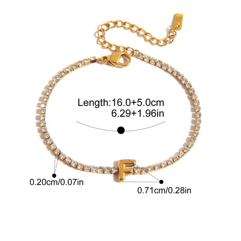 A Stainless Steel Diamond Claw Chain 26 Letter Bracelet