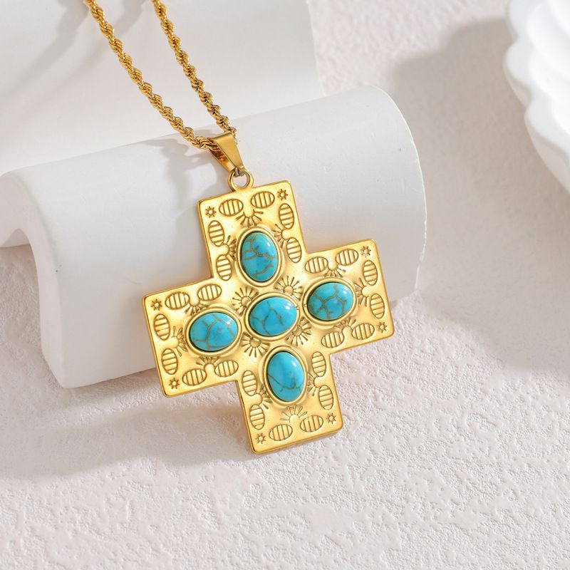 A Stainless Steel Turquoise Necklace