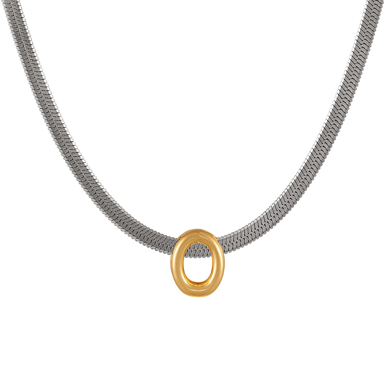 A Titanium Steel Snake Bone Chain 26 Letters Necklace