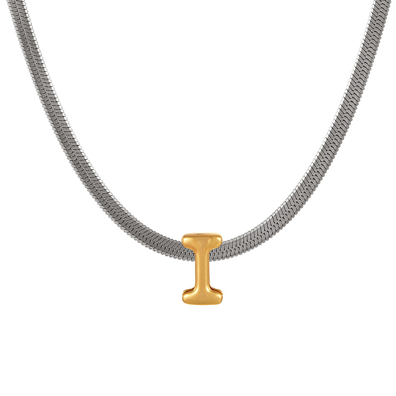 A Titanium Steel Snake Bone Chain 26 Letters Necklace