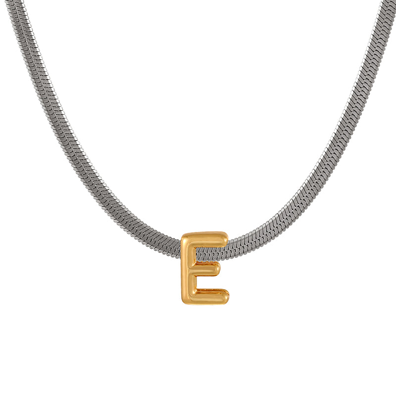 A Titanium Steel Snake Bone Chain 26 Letters Necklace