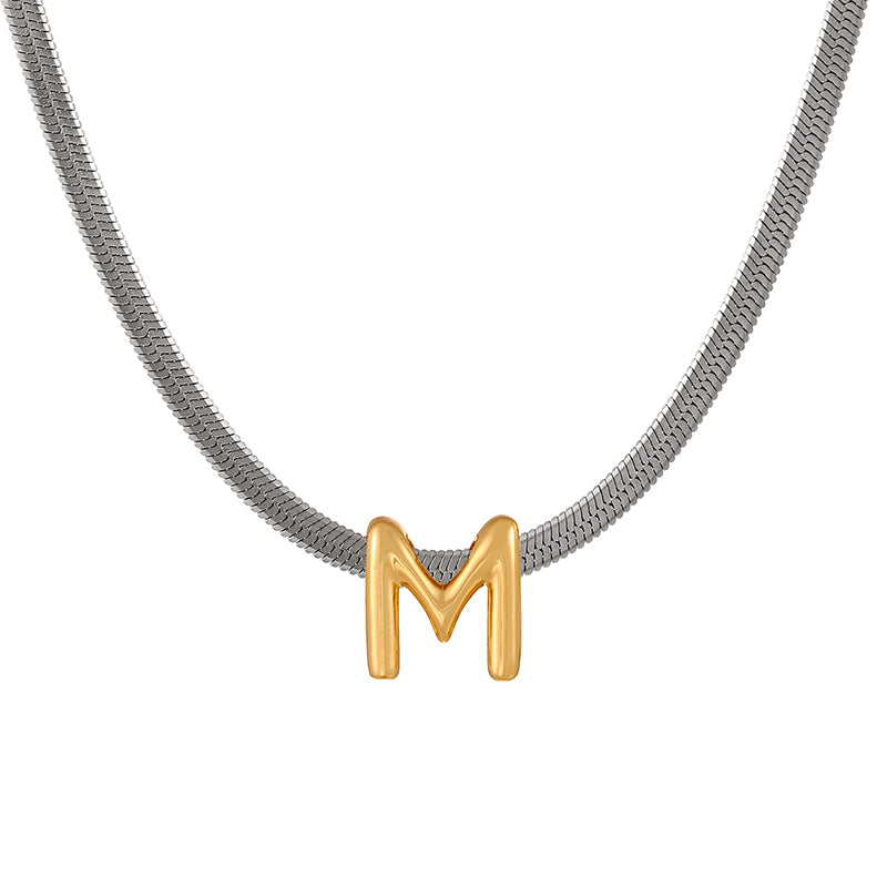 A Titanium Steel Snake Bone Chain 26 Letters Necklace