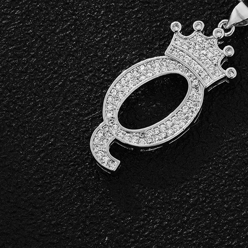 A (single Pendant) Gold Brass And Diamond-encrusted Crown Pendant With The Letters 26 (without Chain)