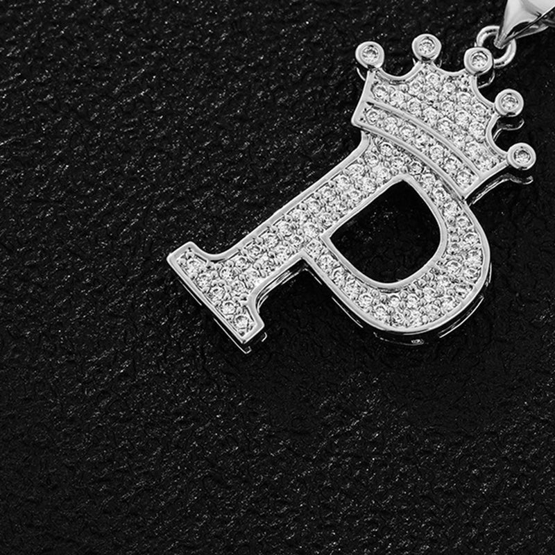 A (single Pendant) Gold Brass And Diamond-encrusted Crown Pendant With The Letters 26 (without Chain)