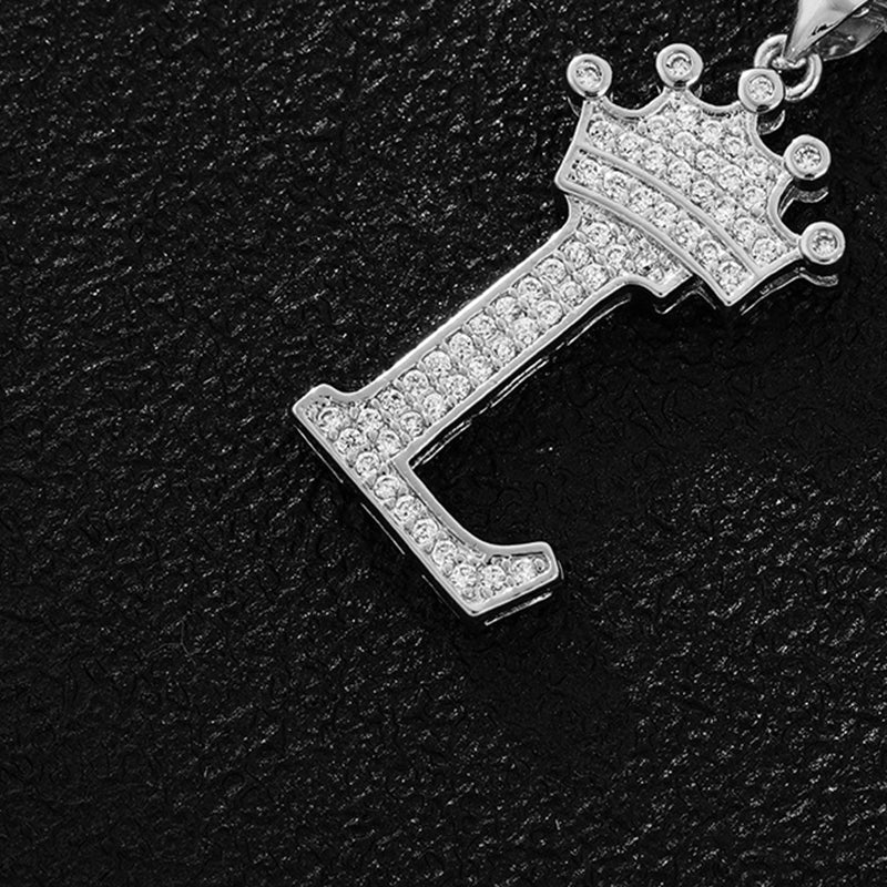 A (single Pendant) Gold Brass And Diamond-encrusted Crown Pendant With The Letters 26 (without Chain)
