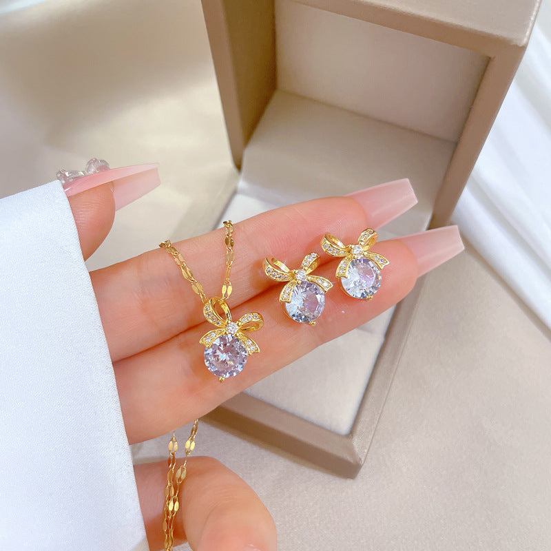 Fashion 1# Copper Set Round Diamond Dream Catcher Necklace And Earrings Set