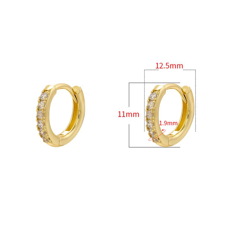 Fashion Gold 10mm 1 Pair Copper Inlaid Zirconium Round Earrings