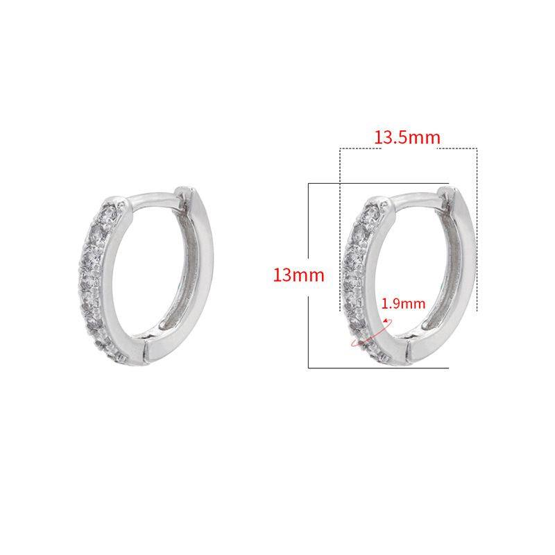 Fashion Gold 10mm 1 Pair Copper Inlaid Zirconium Round Earrings